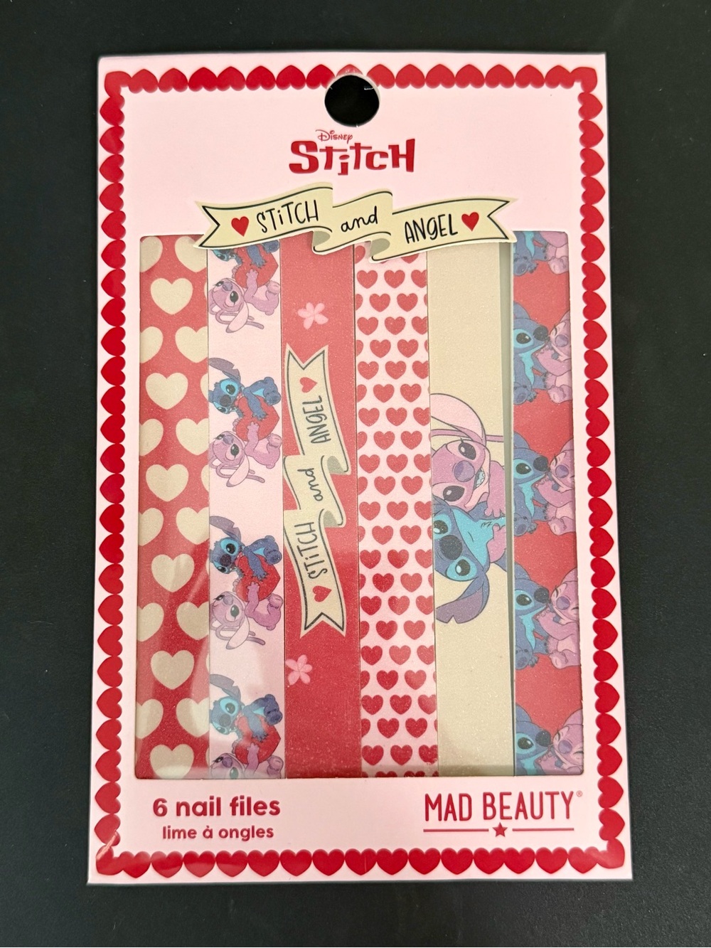 Disney Stitch & Angel Nail File Set - Pink, Red & Cream Designs